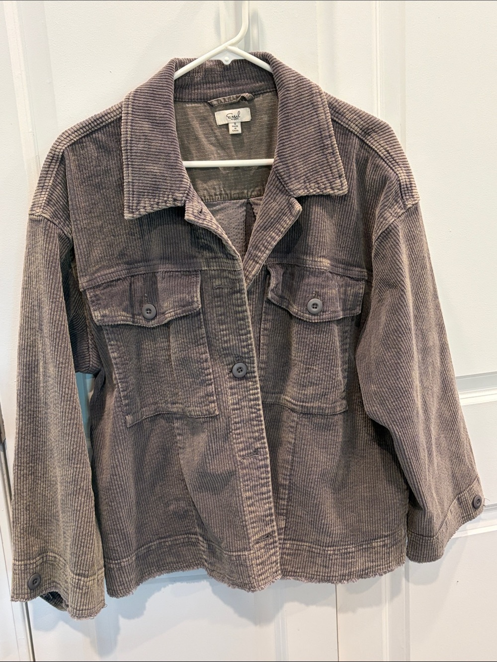 Easel Corduroy Jacket Shacket in Taupe Gray